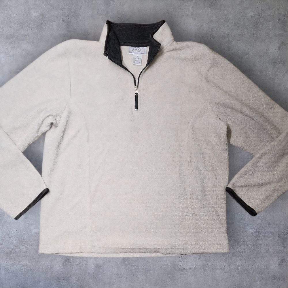 Jennifer Moore Women’s Size M Light Gray Fleece Pullover –